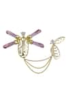 Shop_Esme by Aashna Dalmia_Gold Plated Crystal Insect Motif Brooch _at_Aza_Fashions