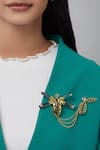 Buy_Esme by Aashna Dalmia_Gold Plated Crystal Insect Motif Brooch _at_Aza_Fashions