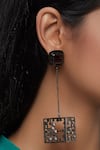 Shop_Esme By Aashna Dalmia_Black Crystal Danglers _at_Aza_Fashions