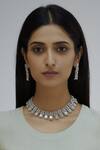 Shop_Moh-Maya By Disha Khatri_Silver Plated Crystals Choker Set _at_Aza_Fashions
