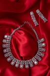 Shop_Moh-Maya By Disha Khatri_Silver Plated Crystals Choker Set _Online_at_Aza_Fashions