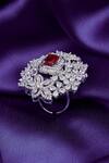 Buy_Moh-Maya By Disha Khatri_Silver Plated Crystals, Stones Floral Ring _Online_at_Aza_Fashions