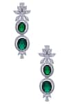 Shop_Moh-Maya by Disha Khatri_Silver Plated Crystal Emerald Stone Necklace Set _Online_at_Aza_Fashions