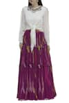 Buy_Urvashi Joneja_Purple Georgette Abstract Pattern Tiered Skirt  _at_Aza_Fashions