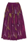 Shop_Urvashi Joneja_Purple Georgette Abstract Pattern Tiered Skirt  _at_Aza_Fashions