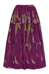 Urvashi Joneja_Purple Georgette Abstract Pattern Tiered Skirt  _Online_at_Aza_Fashions