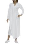 Buy_Twinkle Hanspal_White Cotton Twill Draped Dress_at_Aza_Fashions