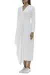 Buy_Twinkle Hanspal_White Cotton Twill Draped Dress_Online_at_Aza_Fashions