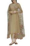 Buy_Mahima Batra_Beige Kurta georgettestraight Pants Crepedupatta Embroidered Set  _at_Aza_Fashions