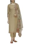 Mahima Batra_Beige Kurta georgettestraight Pants Crepedupatta Embroidered Set  _Online_at_Aza_Fashions