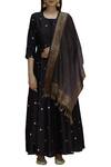 Shop_Pinki Sinha_Black Handloom Banarasi Anarkali With Dupatta_Online_at_Aza_Fashions