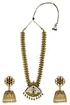 Buy_Nayaab by Aleezeh_Gold Plated Stone Pendant Necklace Set_at_Aza_Fashions