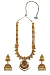 Buy_Nayaab by Aleezeh_Gold Plated Stone Pendant Necklace Set_at_Aza_Fashions