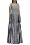 Buy_AHARIN INDIA_Grey Silk Round Embroidered Gown  _Online_at_Aza_Fashions