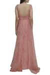 Shop_AHARIN INDIA_Pink Glass Nylon V-shaped Neckline Embroidered Gown  _at_Aza_Fashions