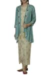 Buy_Soup by Sougat Paul_Beige Cotton Silk Printed Jumpsuit With Jacket _at_Aza_Fashions