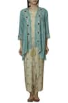 Soup by Sougat Paul_Beige Cotton Silk Printed Jumpsuit With Jacket _Online_at_Aza_Fashions