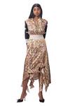 Buy_Anamika Khanna_Multi Color Pure Silk Printed Bomber Jacket And Midi Skirt Set_at_Aza_Fashions