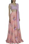 Shehlaa Khan_Purple Satin Georgette Boat Printed Lehenga Set _Online_at_Aza_Fashions