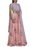 Buy_Shehlaa Khan_Purple Satin Georgette Boat Printed Lehenga Set _at_Aza_Fashions