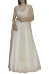 Shehlaa Khan_White Tulle Satin V Neck Embroidered Bridal Lehenga Set _Online_at_Aza_Fashions