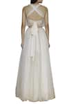 Shop_Shehlaa Khan_White Tulle Satin V Neck Embroidered Bridal Lehenga Set _at_Aza_Fashions