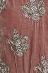 Shehlaa Khan_Peach Velvet Square Neck Embroidered Gown _at_Aza_Fashions