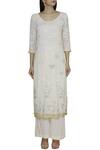 Buy_Shehlaa Khan_White Tuelle Embroidered Kurta Set_Online_at_Aza_Fashions