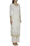 Shehlaa Khan_White Tuelle Embroidered Kurta Set_Online_at_Aza_Fashions