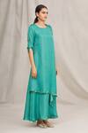 Zeel Doshi_Green Embroidered Layered Tunic _Online_at_Aza_Fashions