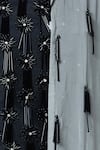 Aariyana Couture_Black Georgette Square Neck Embellished Jacket Skirt Set _at_Aza_Fashions