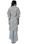 Shop_Aariyana Couture_Grey Georgette, Modal Embroidery High Neck Kurta Set_at_Aza_Fashions