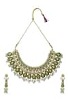Buy_Moh-Maya By Disha Khatri_Blue Metallic Thread, Stones Meenakari Jewellery Set _at_Aza_Fashions