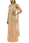 Rajat & Shraddha_Peach Net Round Embellished Lehenga Saree Set For Women_Online_at_Aza_Fashions