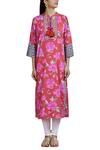 Shop_Gopi Vaid_Red Printed Kurta_Online_at_Aza_Fashions