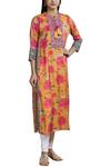 Buy_Gopi Vaid_Orange Printed Kurta_at_Aza_Fashions