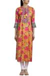 Shop_Gopi Vaid_Orange Printed Kurta_Online_at_Aza_Fashions