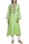 Buy_Gopi Vaid_Green Cotton Silk Embellished Kurta_at_Aza_Fashions