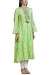 Gopi Vaid_Green Cotton Silk Embellished Kurta_Online_at_Aza_Fashions