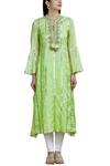 Shop_Gopi Vaid_Green Cotton Silk Embellished Kurta_Online_at_Aza_Fashions