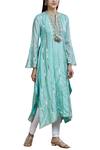 Buy_Gopi Vaid_Blue Cotton Silk Embellished Kurta_at_Aza_Fashions
