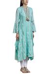 Gopi Vaid_Blue Cotton Silk Embellished Kurta_Online_at_Aza_Fashions