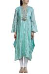 Shop_Gopi Vaid_Blue Cotton Silk Embellished Kurta_Online_at_Aza_Fashions
