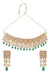 Shop_Moh-Maya by Disha Khatri_Kundan Choker Necklace Jewellery Set_at_Aza_Fashions