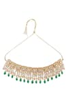 Moh-Maya By Disha Khatri_Gold Plated Pearls, Stones, Gota Patti Kundan Choker Necklace Set _Online_at_Aza_Fashions