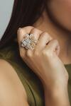Buy_Moh-Maya By Disha Khatri_Gold Plated Crystals Ring_at_Aza_Fashions