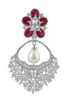 Moh-Maya By Disha Khatri_Silver Plated Crystals, Pearls, Stones Danglers_Online_at_Aza_Fashions