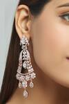 Buy_Moh-Maya By Disha Khatri_Gold Plated Faux Diamond Stone Dangler Earrings_at_Aza_Fashions