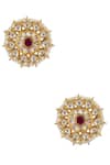 Buy_Moh-Maya By Disha Khatri_Gold Plated Stones, Zari Kundan Stud Earrings _at_Aza_Fashions