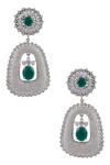Buy_Moh-Maya By Disha Khatri_Silver Plated Faux Diamond Stone Dangler Earrings_at_Aza_Fashions